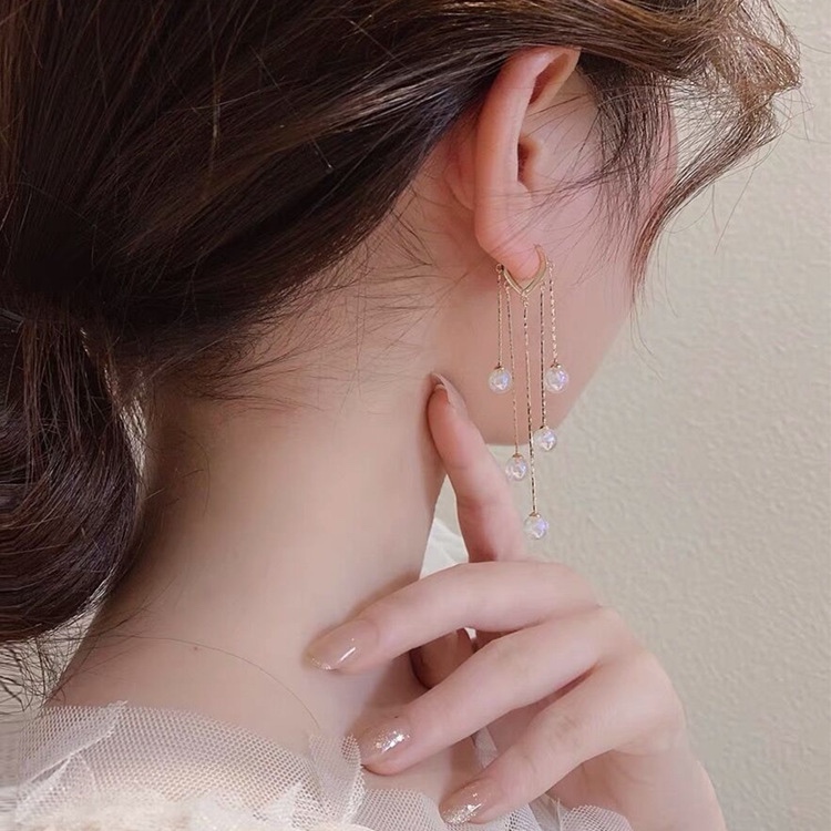 人魚姬珍珠流蘇耳環-FANYIACC