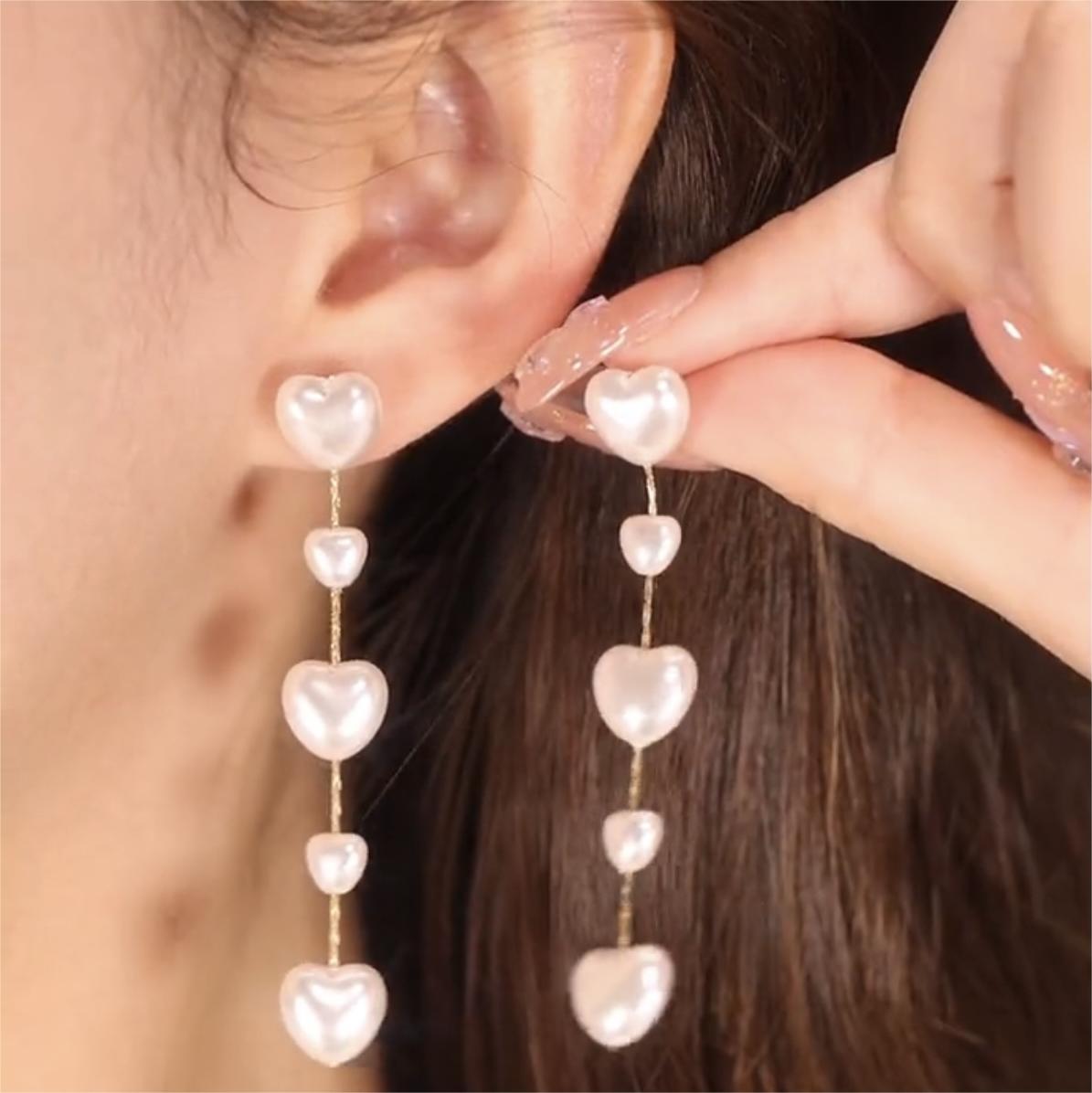 愛心珍珠流蘇耳環-FANYIACC