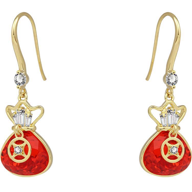 紅色福袋水晶耳環-FANYIACC