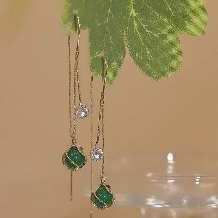 超仙  貓眼石流蘇耳環 -FANYIACC