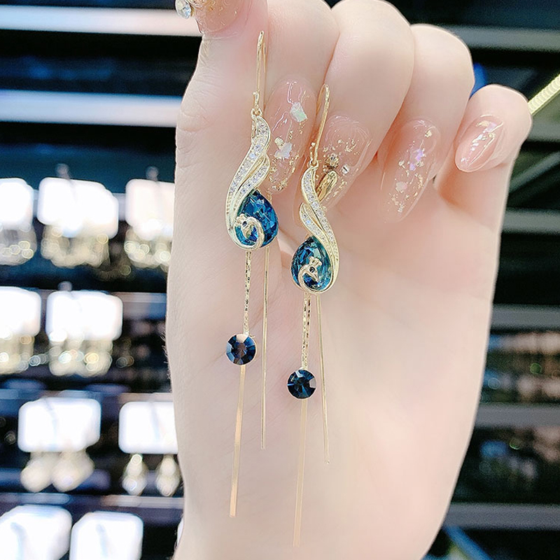 水晶孔雀水晶耳環