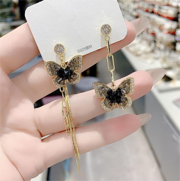 不對稱蝴蝶流蘇耳環-FANYIACC