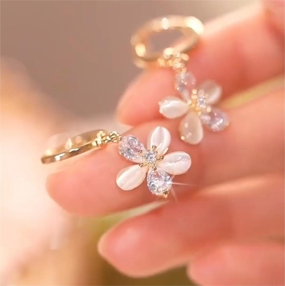 貓眼石小花耳扣耳環-FANYIACC