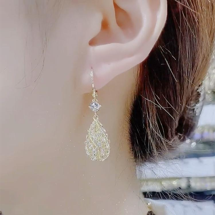 精緻水滴款滿鑽耳環   -FANYIACC