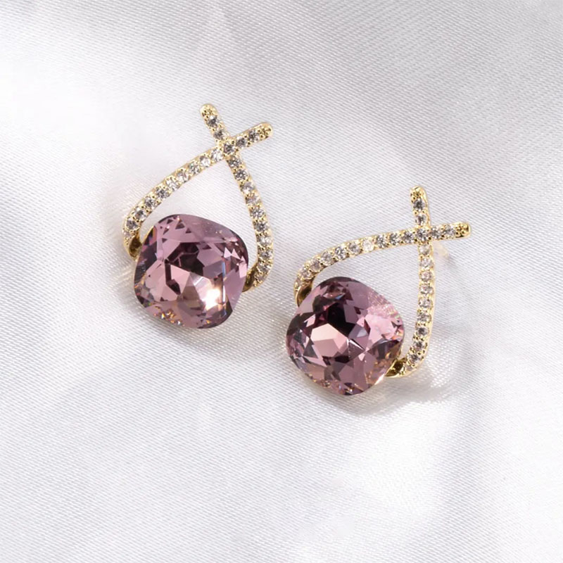 高級感紫色水晶耳環-FANYIACC