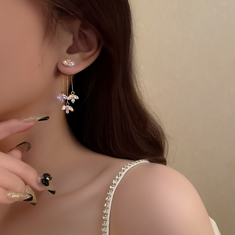 閃鑽葉子耳環-FANYIACC