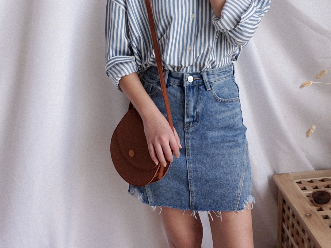 Vintage A-line Denim Skirt 复古A版微弹力牛仔裙 (M) 