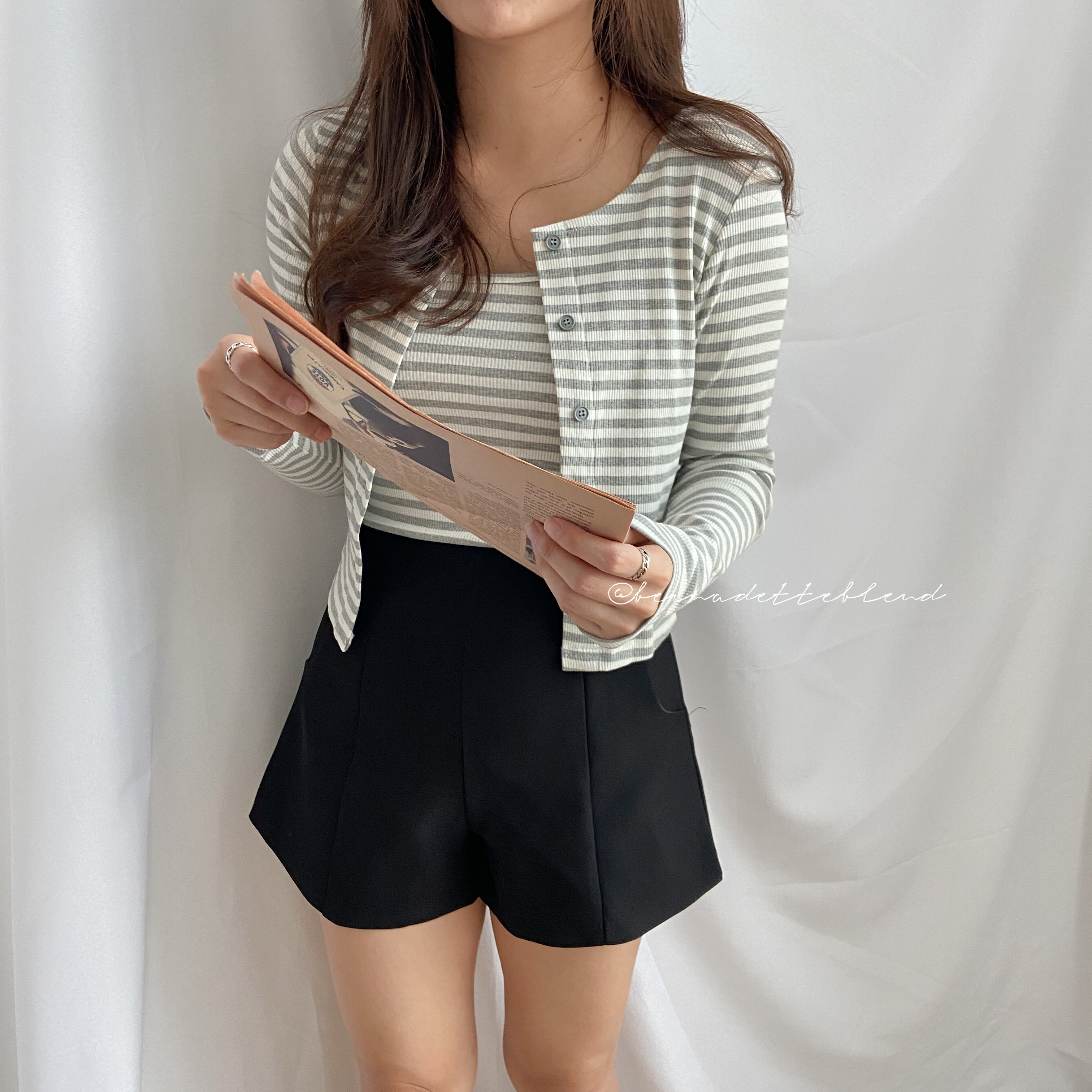 Betty Two Pieces Stripe Cardigan Set 条纹两件套螺纹套装
