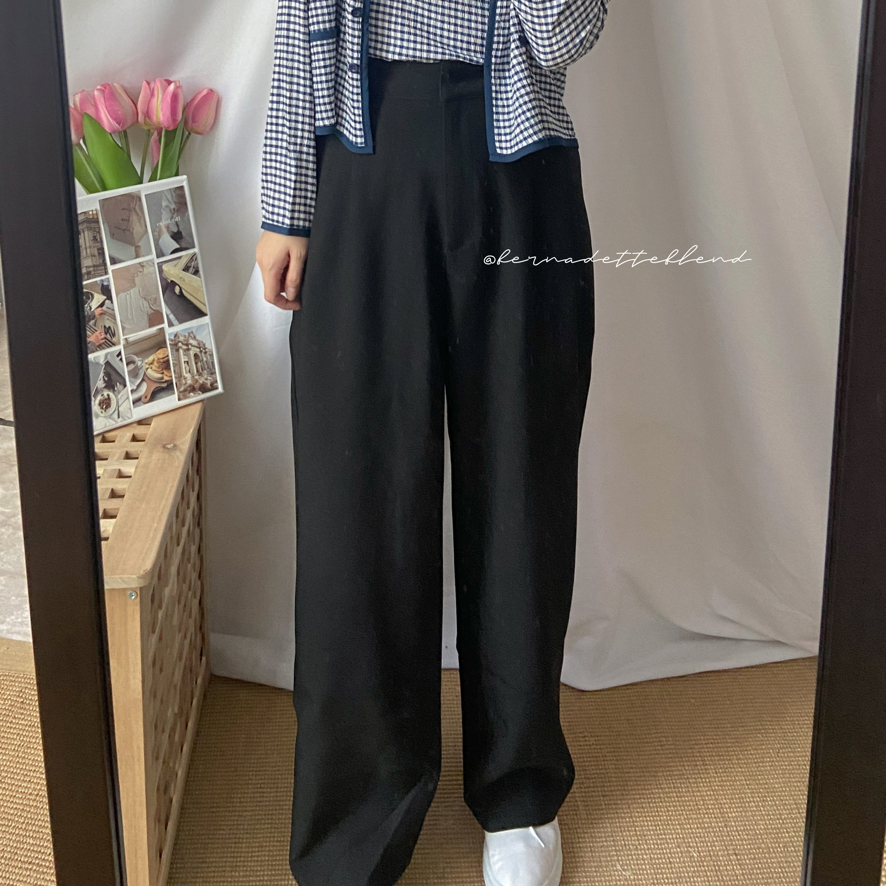 Black Culottes 质感厚实黑色宽西裤