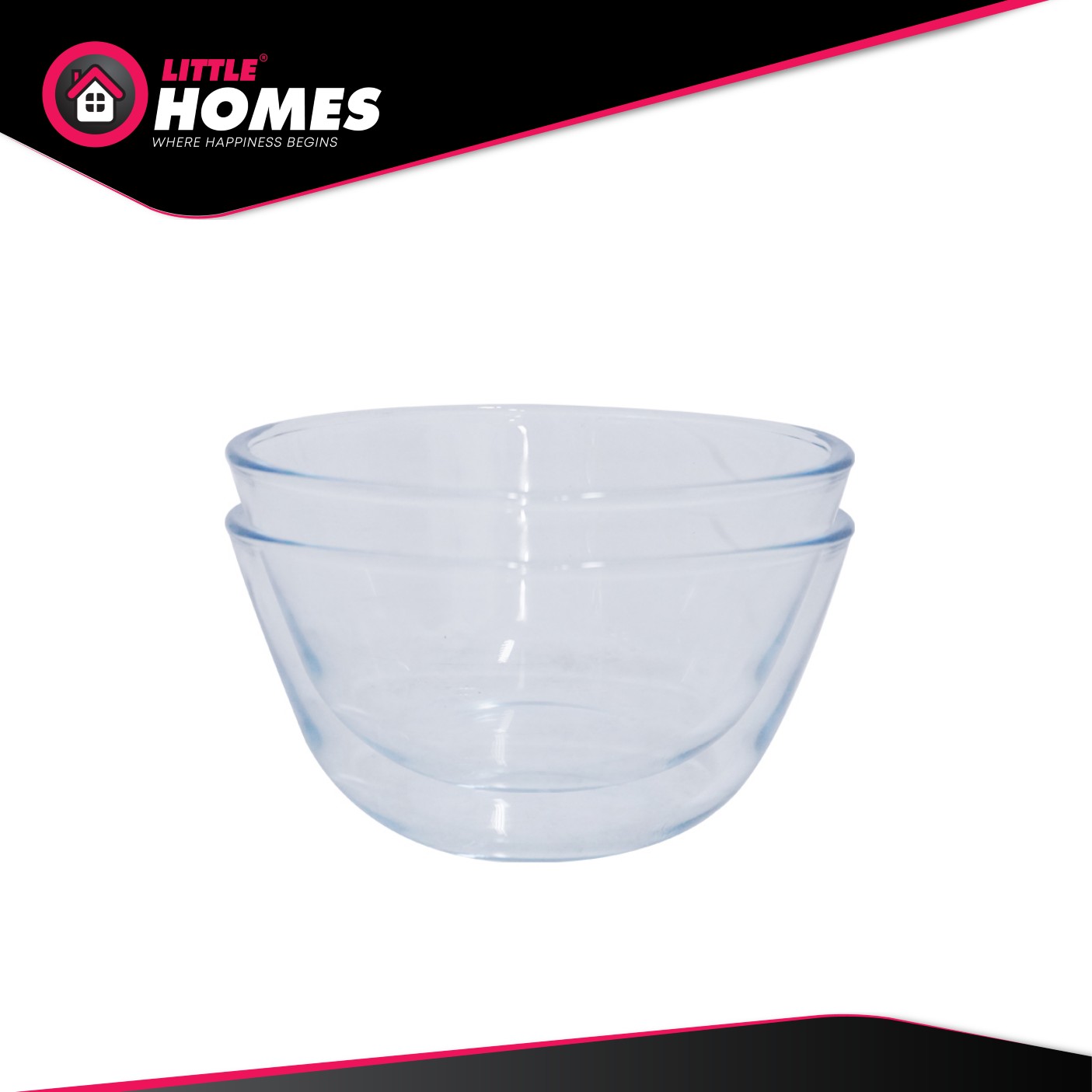 Little Homes 7inch Glass Bowl Glass Mixing Salad Bowl 17cm (2pcs/set)