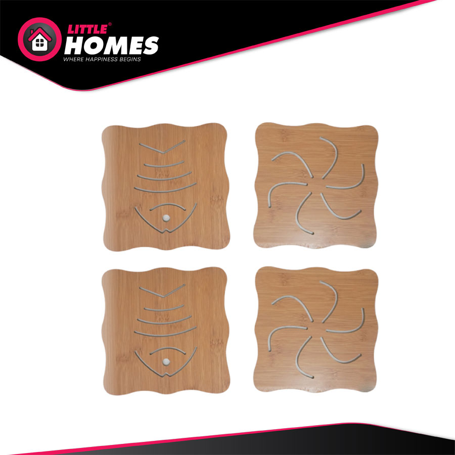 Little Homes Wooden Coaster Multipurpose / Hot/ Anti Slip/ Mat/ Pot Holder 4pcs