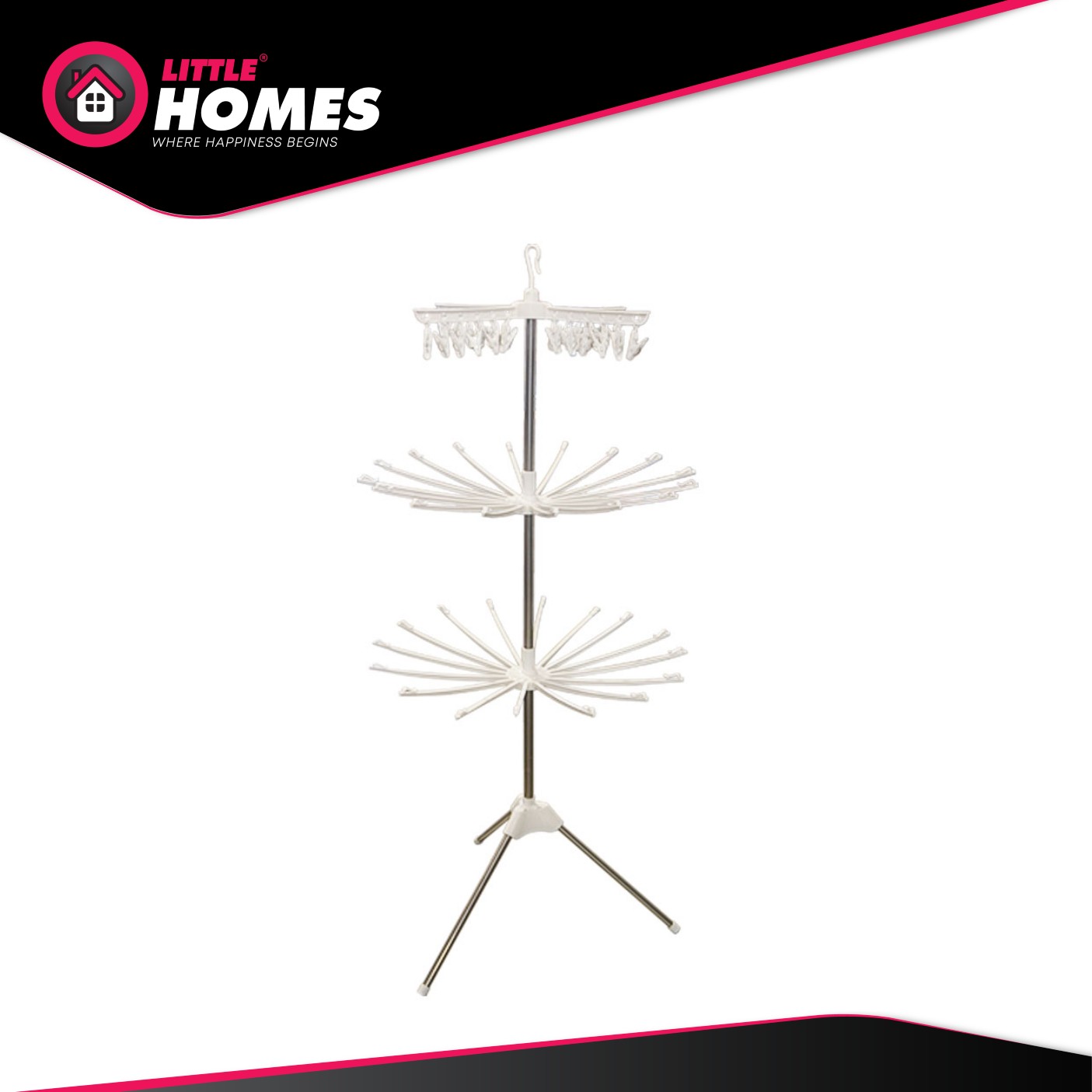 Little Homes Foldable 3 Tiers Drying & Garment Rack Clothes Hanger