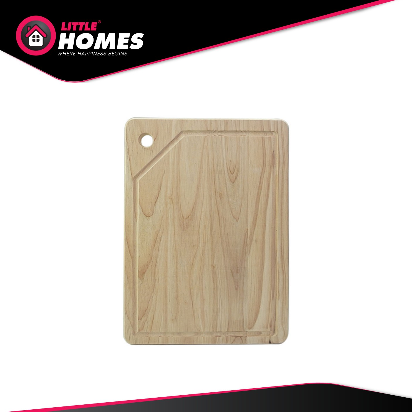 Little Homes Wooden Chopping Board Square 35cm x 25cm Cutting Board