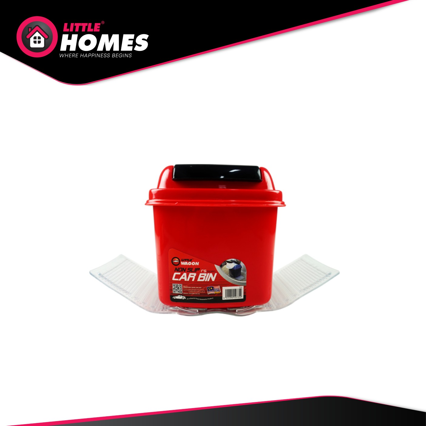 Little Homes by Wagon Non-Slip PP Dustbin Multipurpose Bin with Cover