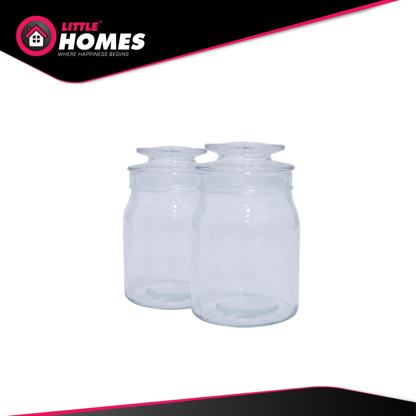 Little Homes Air Tight Glass Pop Jar Storage Glass Canister 750ml (2pcs/set)
