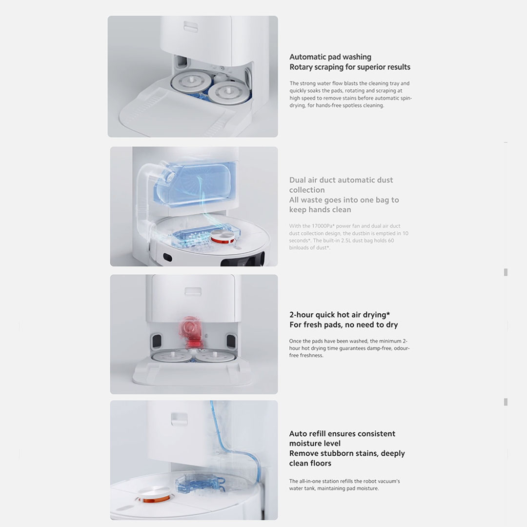 Xiaomi 70W Robot Vacuum X10+ B101GL | Easy To Clean | RGB Camera | Map Management | Xiaomi Home App | S-Mopping Assistant | Auto Pads Lifting | Object Recognition | Laser Navigation | Vacuum with 1 Year Warranty