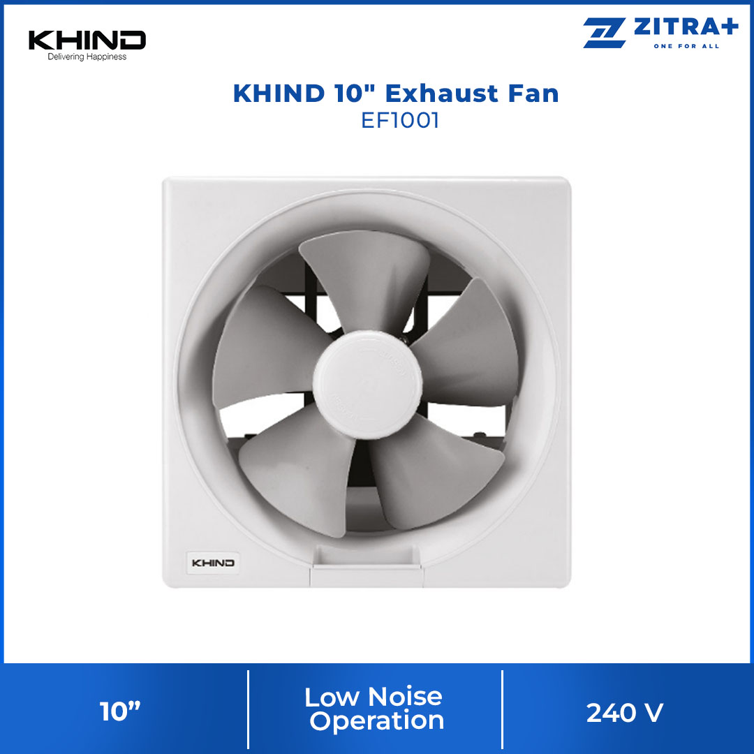 KHIND 10" Exhaust Fan EF1001 | Built-in Safety Thermal Fuse | Back-Flow Louvres | Built-in Oil Receptable-Detachable For Cleaning | Exhaust Fan with 1 Year General Warranty & 3 Years Motor Warranty