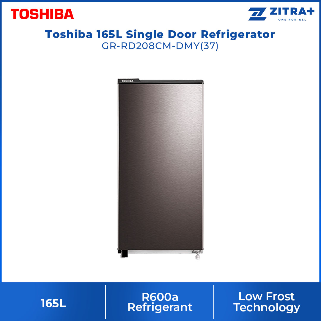 Toshiba 165L Single Door Refrigerator GR-RD208CM-DMY(37) | Low Frost Technology | Defrosting System | HIPS Inner Tank | Frozen Zone | Multi-Step Adjustment | Refrigerator With 1 Year Warranty