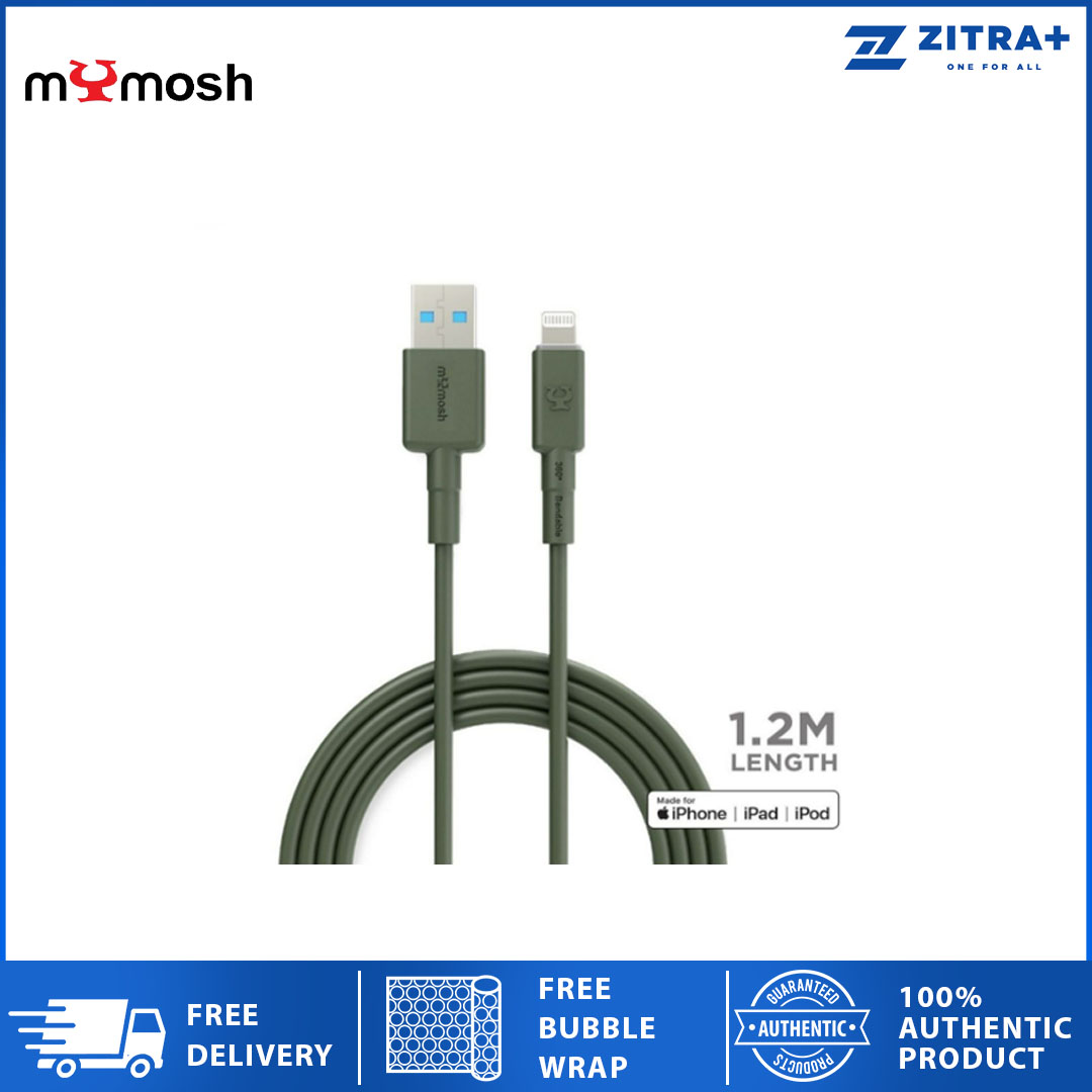 mYmosh 1.2m Lightning To USB Cable | USB-IF Certification | Support Fast Charge And SuperCharge | Tinned Copper Ground Wire | Thermoplastic Elastmer (TPE) | Cable with 2 Year Warranty
