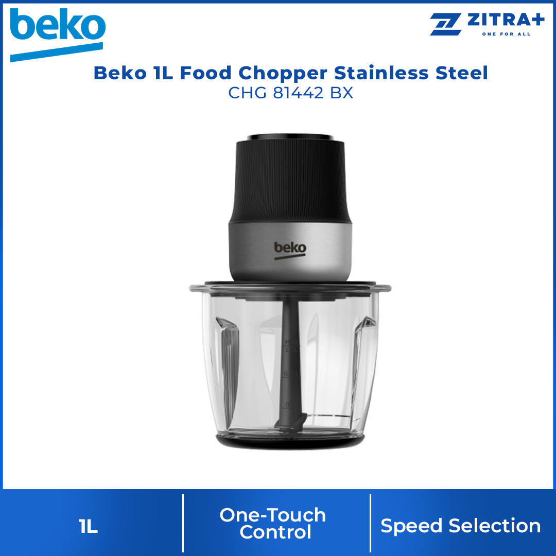 Beko 1L Food Chopper CHG 81442 BX | 2 Speed Setting | 2 Blade System | Speed Selection | One Touch Control | Food Chopper with 2 Year General Warranty