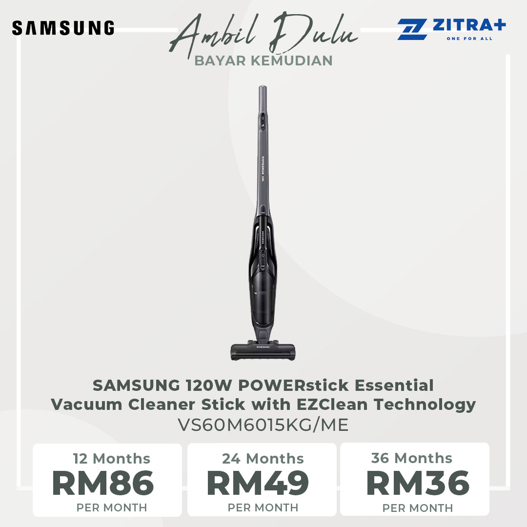 SAMSUNG 120W Vacuum Cleaner Stick VS60M6015KG/ME / VS60M6015KP/ME | POWERstick Essential with EZClean Technology | Vacuum Cleaner with 2 Year Warranty