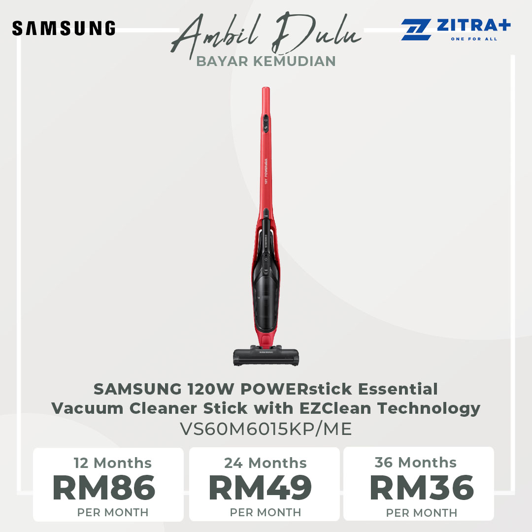 SAMSUNG 120W Vacuum Cleaner Stick VS60M6015KG/ME / VS60M6015KP/ME | POWERstick Essential with EZClean Technology | Vacuum Cleaner with 2 Year Warranty
