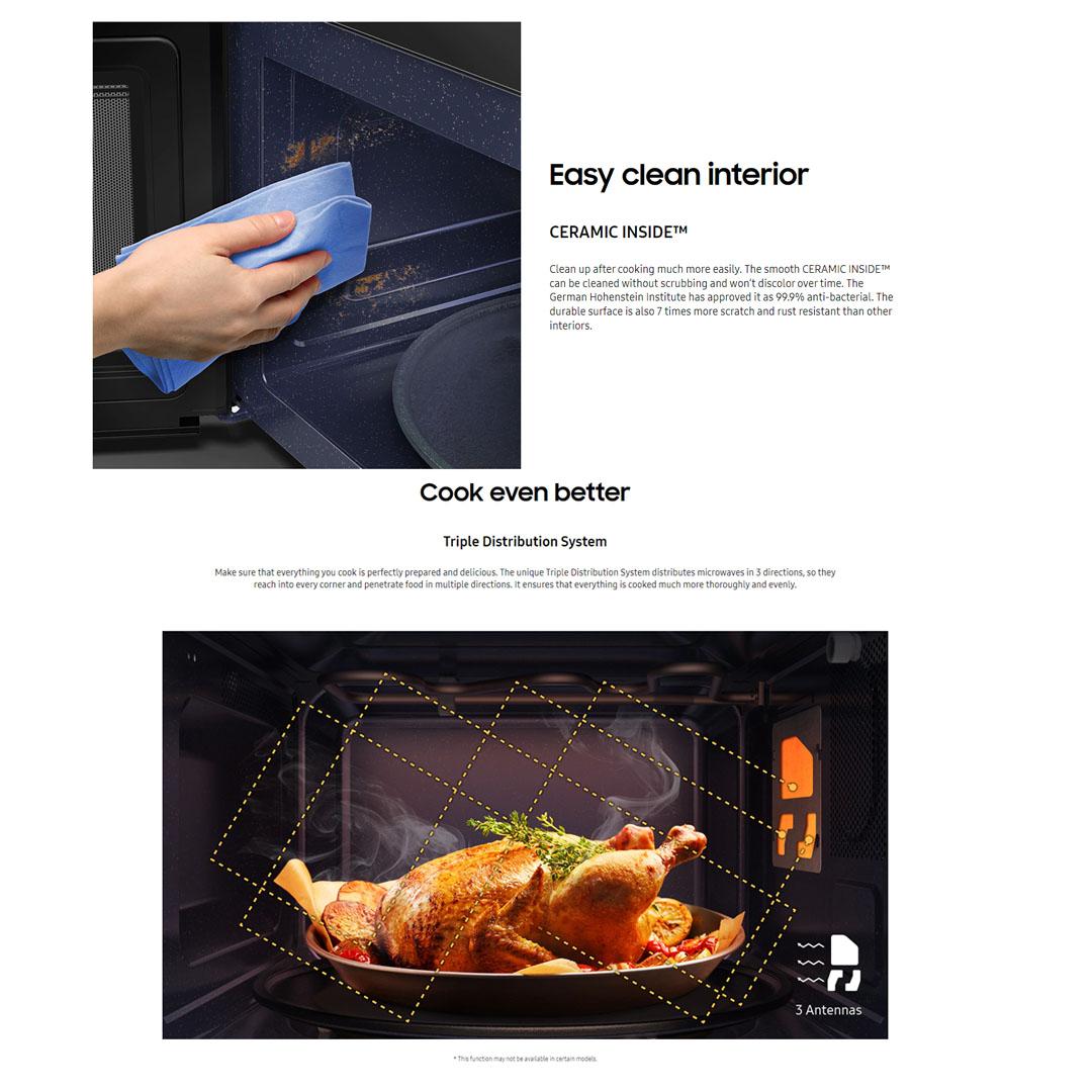 SAMSUNG 23L Grill Microwave Oven with Healthy Grill Fry Function | MG23T5018CK/SM | MG23T5018CP/SM | Healthy Grill Fry Function | Fast Defrosting | Microwave Oven with 1 Year Warranty