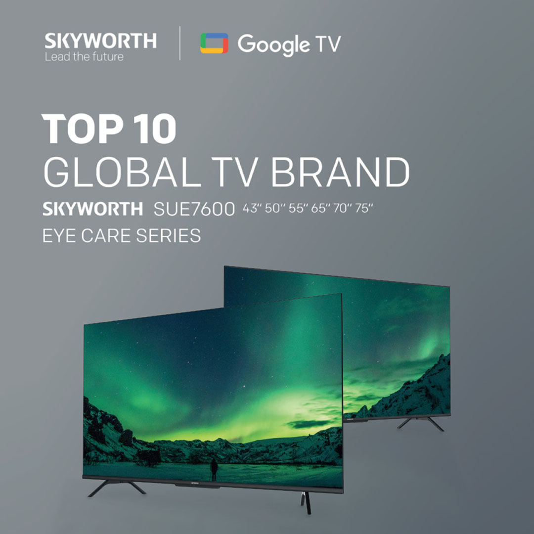 SKYWORTH 43"/50"/55"/65"/70"/75" 4K UHD Google LED TV SUE7600 | HDR10 | USB | HDMI | Google Tv | Dolby Audio | Bluetooth 5.1 | Chameleon Extreme 2.0 | Chromecast Built-In | Smart TV with 2 Year Warranty