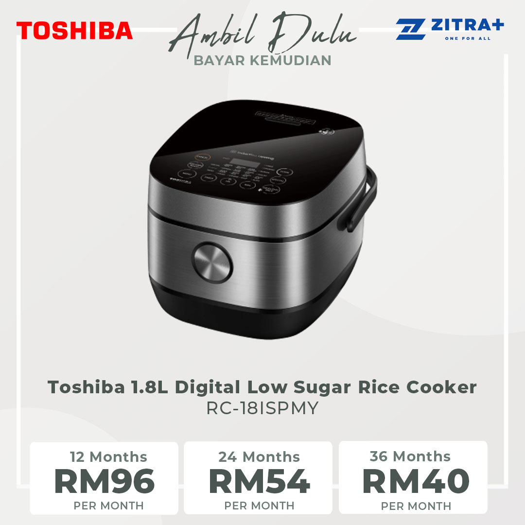 Toshiba 1.8L Digital Low Sugar Rice Cooker RC-18ISPMY | Powerful Induction Heating | Sugar Removing Basket | Optimal Simmer | 3D Heating | 17 Pre-Programmed Menu | Rice Cooker with 1 Year Warranty