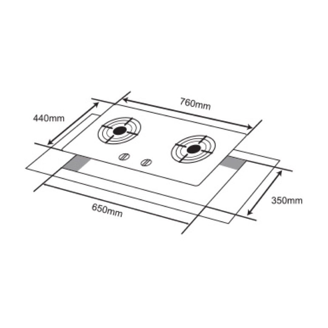 ELBA 2 Burners Glass Stove EGH-M8442G(BK)  | High Quality Tempered Glass | 4800W | Battery Auto Ignition System | Burners with 1 Year Warranty