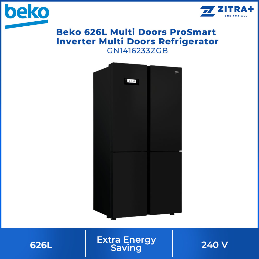 Beko 626L Multi Doors ProSmart Inverter Multi Doors Refrigerator GN1416233ZGB | EverFresh+ | Active Fresh Blue Light | MultiZone | Active Odour Filter | Refrigerator with 2 Years General Warranty & 12 Years Compressor Warranty