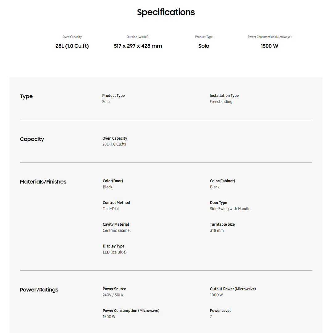 SAMSUNG 28L Solo Microwave Oven MS28F303TFK/SM | Ceramic Enamel Cavity | Healthy Steam Function with Power Steam Bowl | Healthy Cooking Function | Microwave Oven with 1 Year Warranty