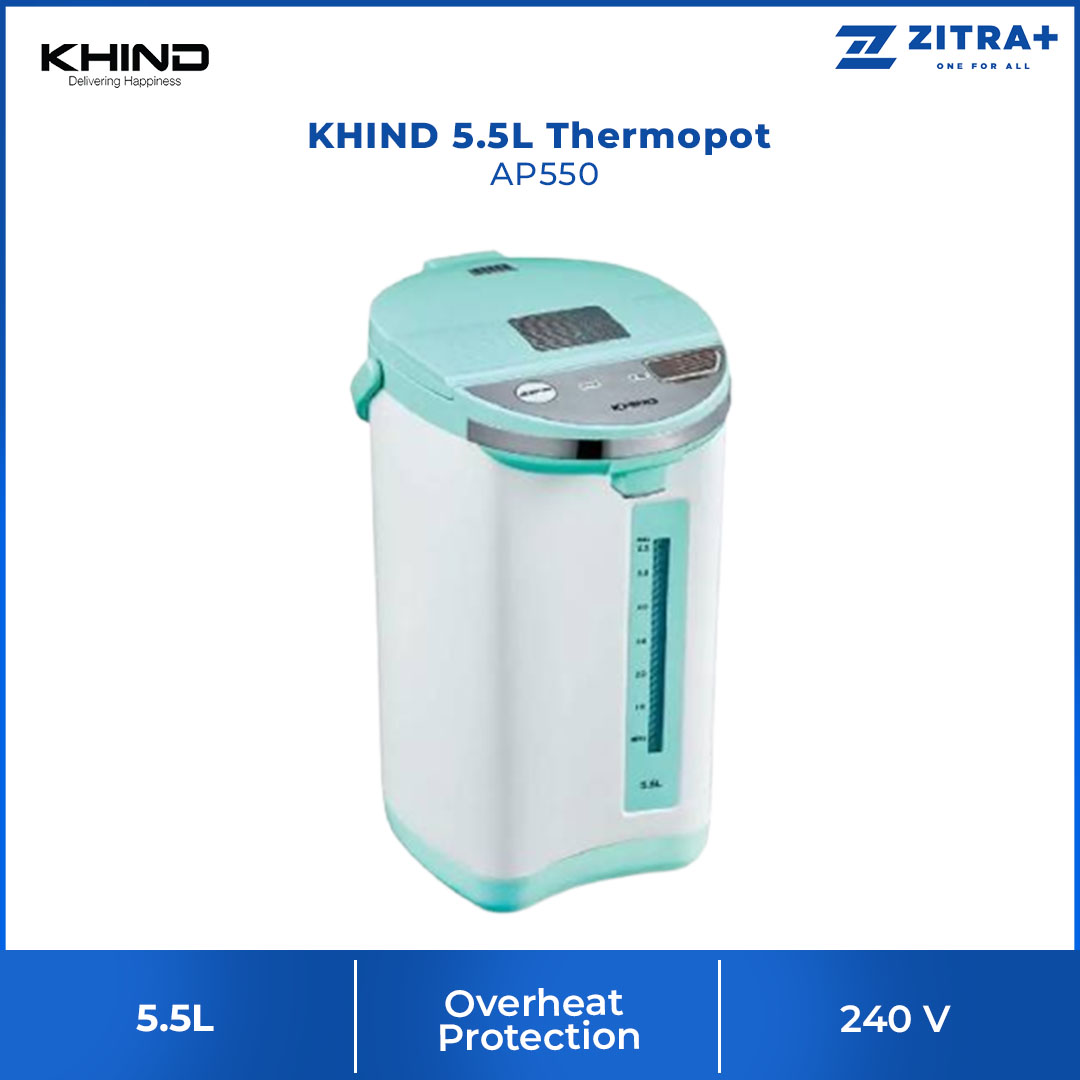 KHIND 5.5L Thermopot AP550 | SUS304 Stainless Steel Inner Pot | Automatic Boiling & Keep Warm with Reboiling Option | Boil-Dry & Overheat Protection | Thermo Pot with 1 Year Warranty