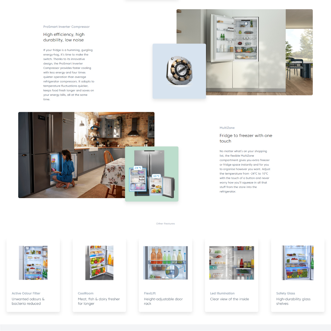 Beko 626L Multi Doors ProSmart Inverter Multi Doors Refrigerator GN1416233ZGB | EverFresh+ | Active Fresh Blue Light | MultiZone | Active Odour Filter | Refrigerator with 2 Years General Warranty & 12 Years Compressor Warranty