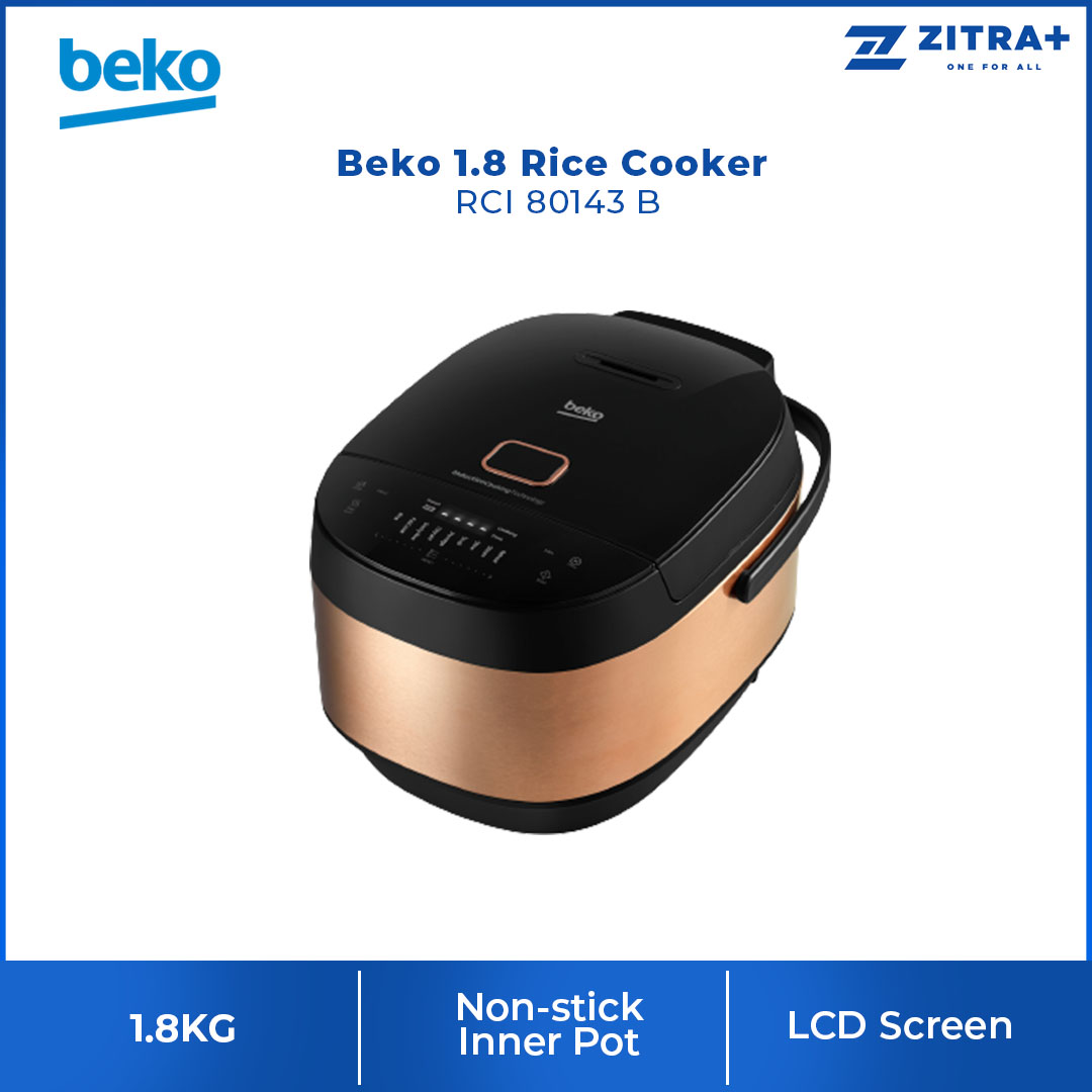 Beko 1.8L Rice Cooker RCI 80143 B | Induction Heating Rice Cooker Technology | 9 Preset Auto Programs | Keep Warm Function | Built-in Timer | LCD Screen | Cool-touch Body | Rice Cooker with 2 Years Warranty