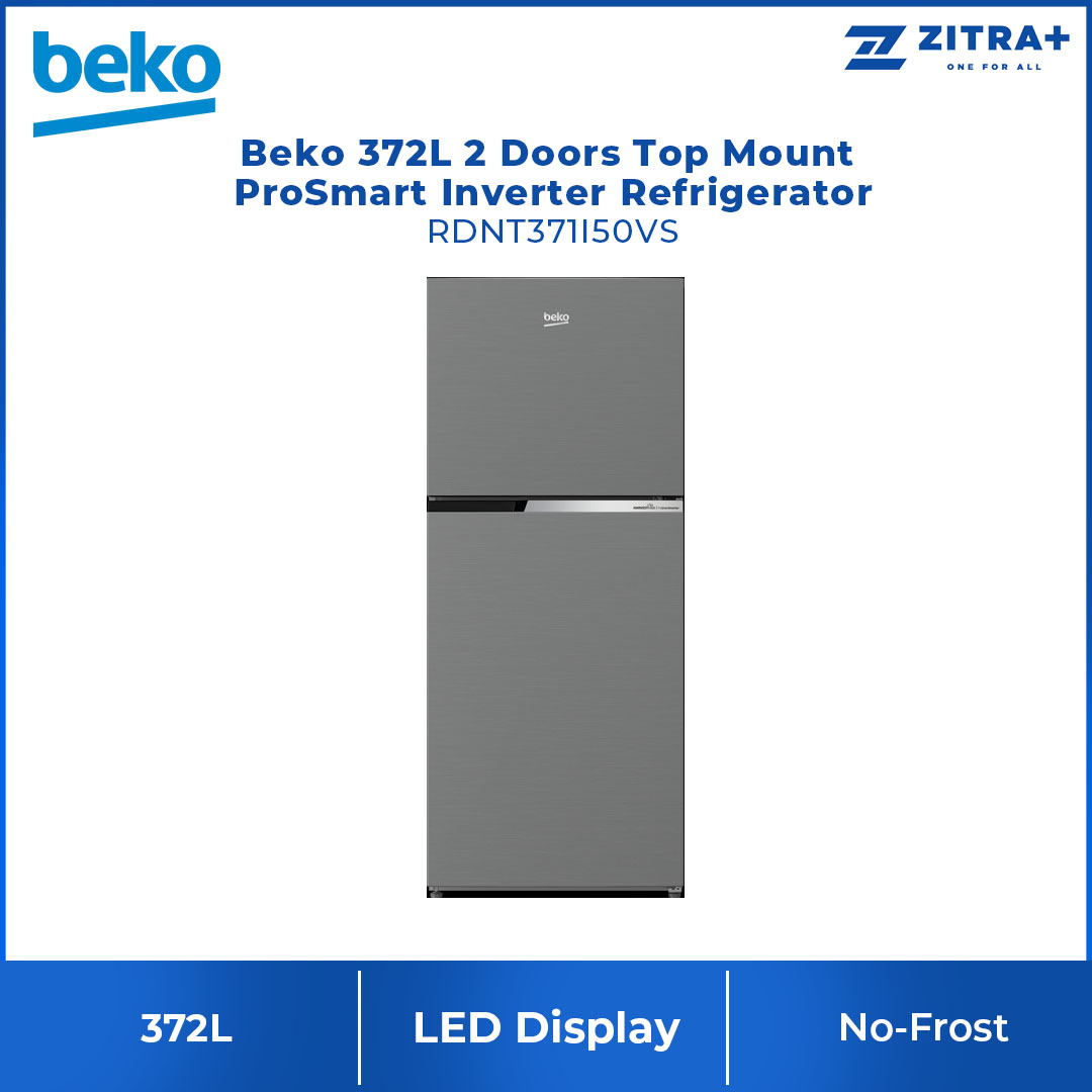 Beko 372L 2 Door Top Mount ProSmart Inverter Refrigerator RDNT371I50VS | NeoFrost Dual Cooling | ProSmart Inverter Compressor | Active Odour Filter | Refrigerator with 2 Years General Warranty & 12 Years Motor Warranty