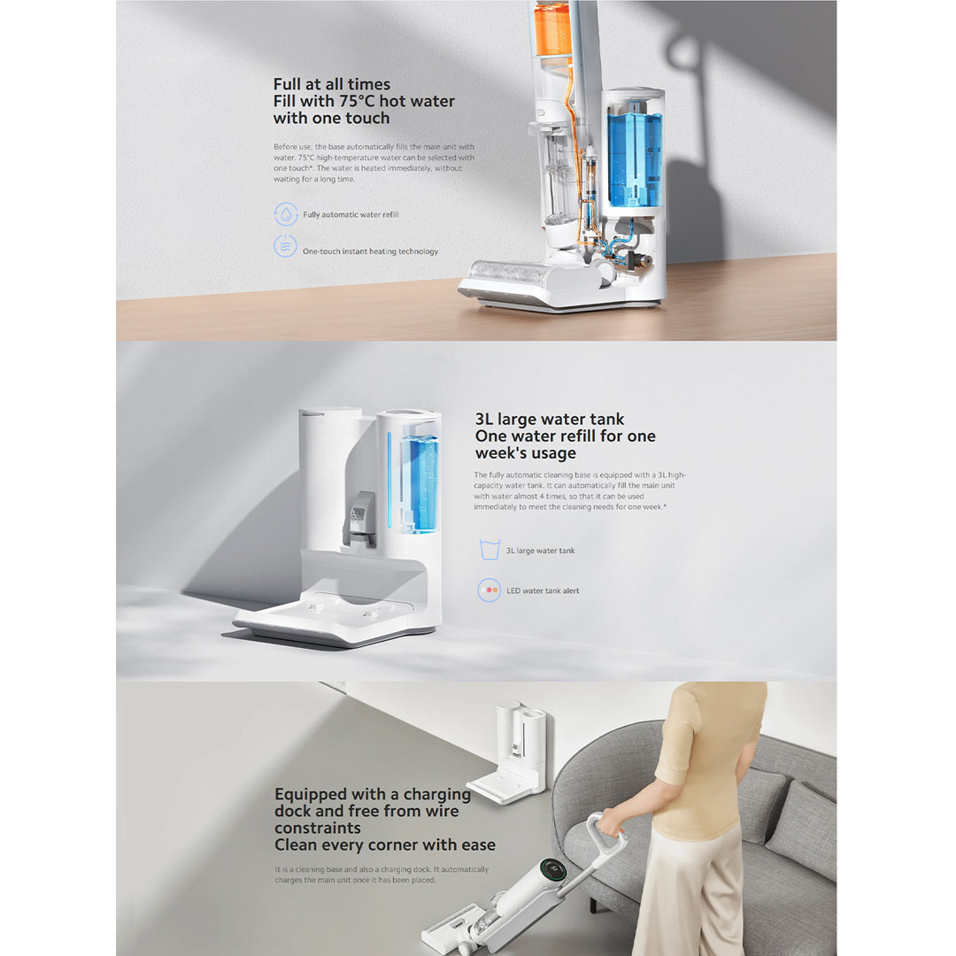 Xiaomi 220W Truclean W10 Ultra Wet Dry Vacuum B305GL | 3680mAh Large Capacity | Smart Voice Prompt | LED Digital Display | Multiple Protections | Sensor Detects Stains | Automatic Water Refill | High Frequency Mopping | Vaccum with 1 Year Warranty