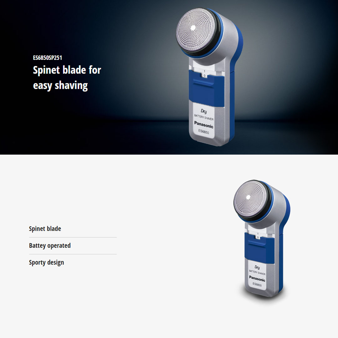 Panasonic Battery Operated Shaver ES6850SP251 | Spinet Blade | Battery Operated | Sporty Design | Shaver with 1 Year Warranty