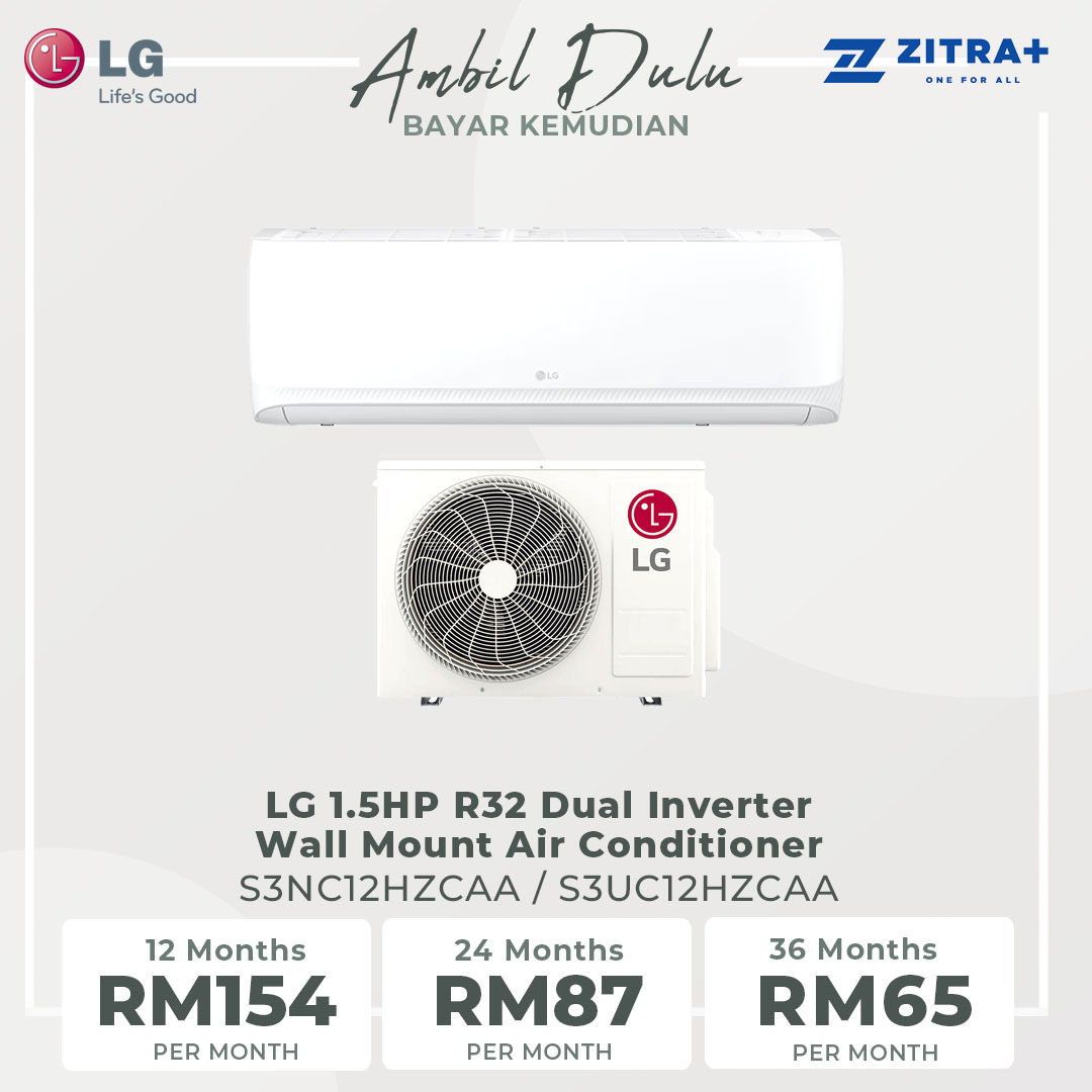 LG 1.5HP R32 Dual Inverter Wall Mount Air Conditioner S3UC12HZCAA / S3NC12HZCAA | Dual Sensing | Fast Cooling | Auto Swing | Air Conditioner with 2 Year Warranty