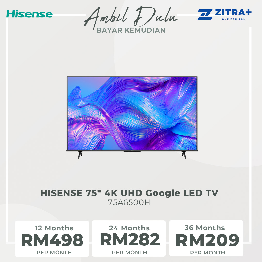 HISENSE 75" 4K UHD Google LED TV 75A6500H | Google TV | Dolby Digital | Voice Search | Smartphone Remote Control | Television with 3 Years Warranty