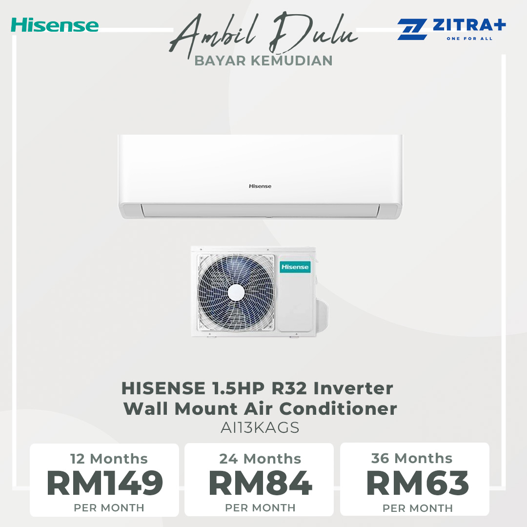 HISENSE 1.5HP R32 Inverter Wall Mount Air Conditioner AI13KAGS | App Control | Auto Clean | Fast Cooling | Air Conditioner with 2 Years Warranty