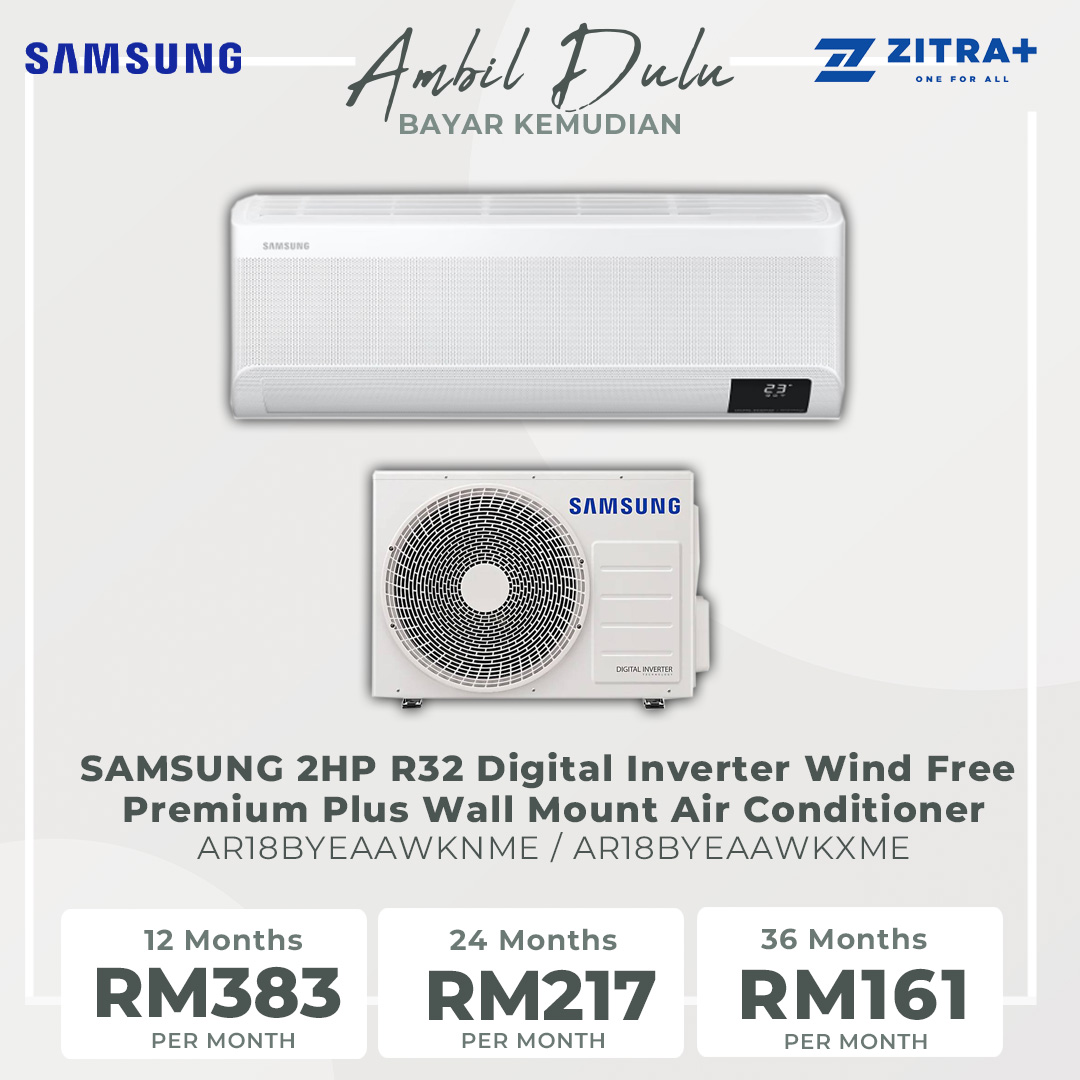SAMSUNG 2HP R32 Digital Inverter Wind Free Premium Plus Wall Mount Air Conditioner AR18BYEAAWKNME/AR18BYEAAWKXME | WindFree Cooling | AI Auto Cooling | Fast Cooling | Auto Clean | 4Way Swing | Triple Protection | Air Conditioner with 1 Year Warranty