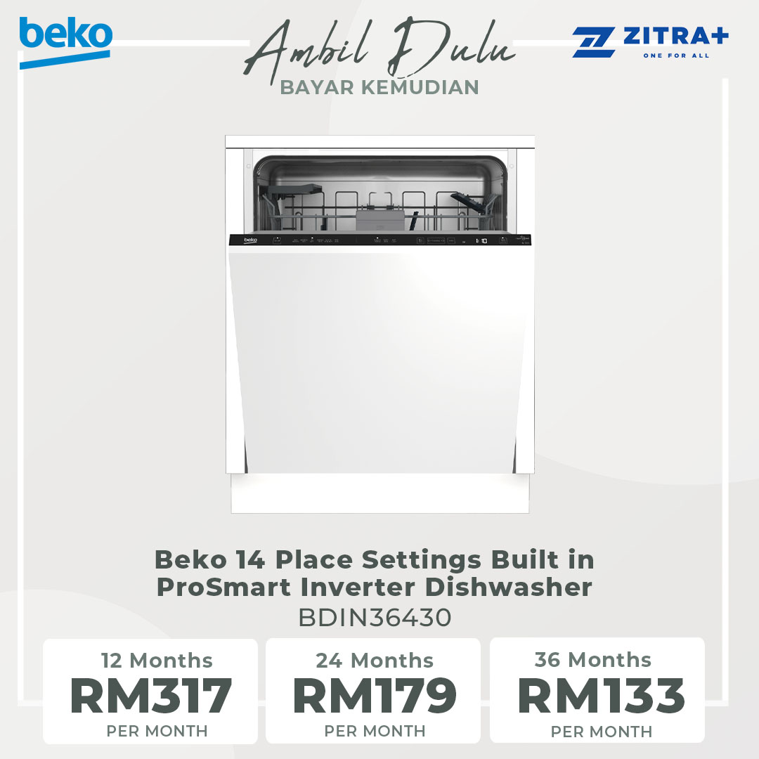 Beko 14 Place Settings Built in ProSmart Inverter Dishwasher BDIN36430 | 6 Number of Programmes | SelfDry | SteamGloss | Dish Washer with 2 Year Warranty