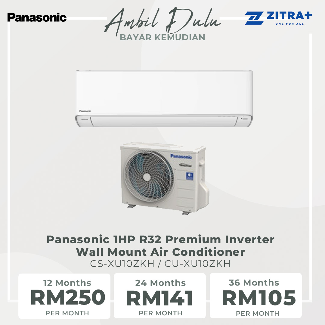 Panasonic 1HP R32 Premium Inverter Wall Mount Air Conditioner CS-XU10ZKH/CU-XU10ZKH | Connectivity and Control,Simplified | Clean&Fresh Environment Every Day | Connect&Control Your Air Conditioners Anywhere,Anytime | Air Conditioner with 2 Year Warranty