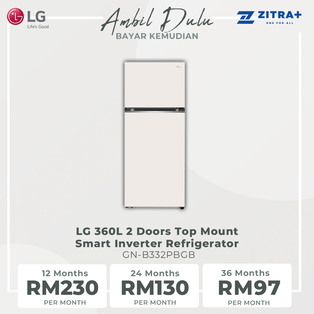 LG 360L 2 Doors Top Mount Smart Inverter Refrigerator GN-B332PBGB | Door Cooling+™ | Multi Air Flow | Smart Diagnosis™ | Refrigerator with 1 Year Warranty