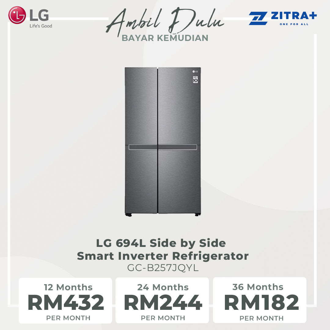 LG 694L Side by Side Smart Inverter Refrigerator GC-B257JQYL | Multi Air Flow | Smart Diagnosis™ | Express Freeze | Refrigerator with 1 Year Warranty