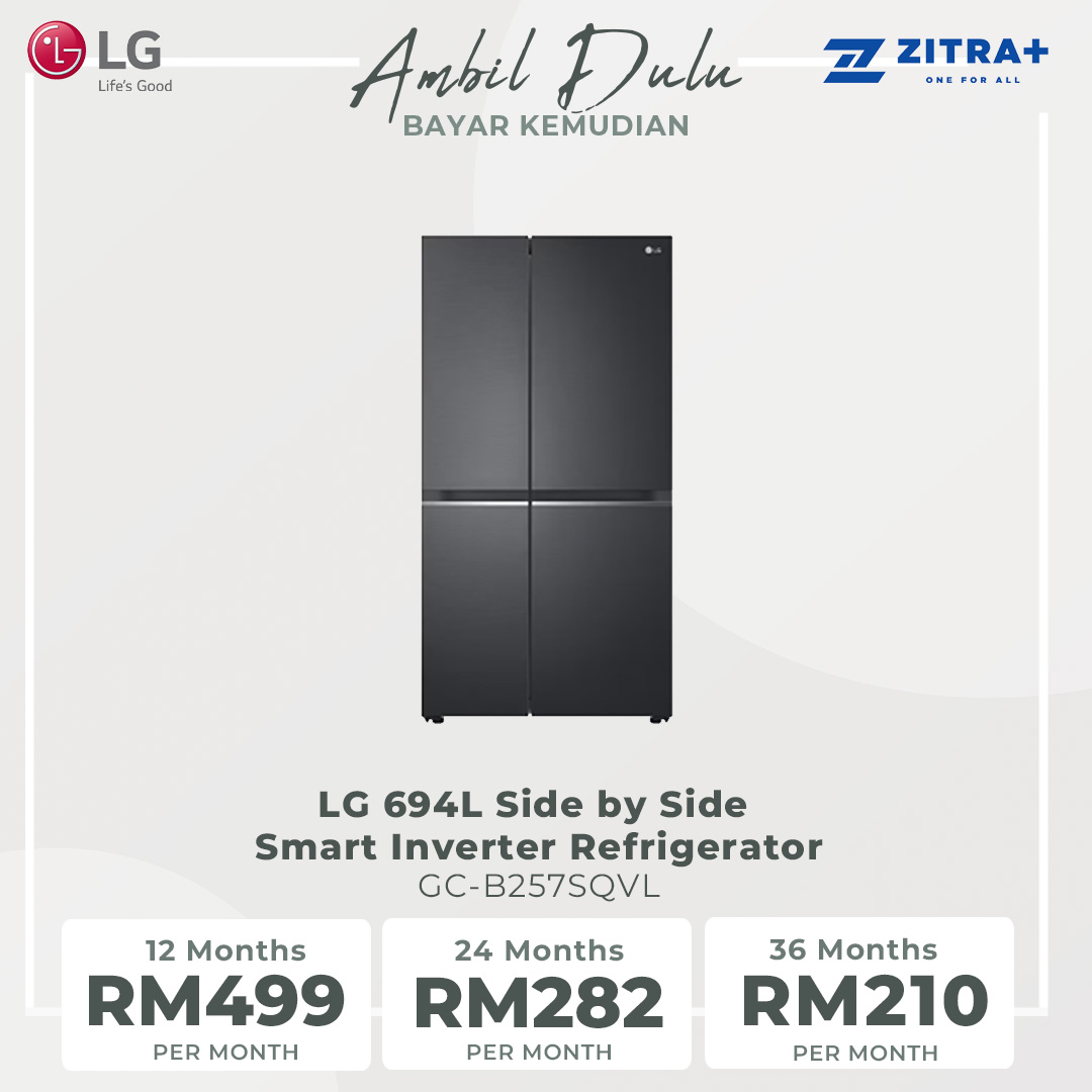 LG 694L Side by side Smart Inverter Refrigerator GC-B257SQVL | DoorCooling+ | Multi Air Flow | Fresh 0 Zone | Refrigerator with 1 Year Warranty