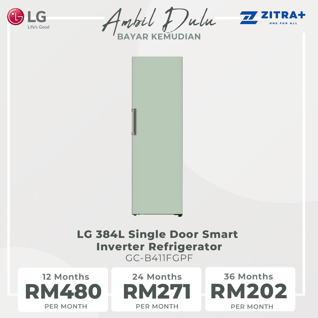 LG 384L Single Door Smart Inverter Refrigerator GC-B411FGPF | Door Cooling+™ | ThinQ (Wi-Fi) | Smart Diagnosis™ | Refrigerator With 1 Year Warranty
