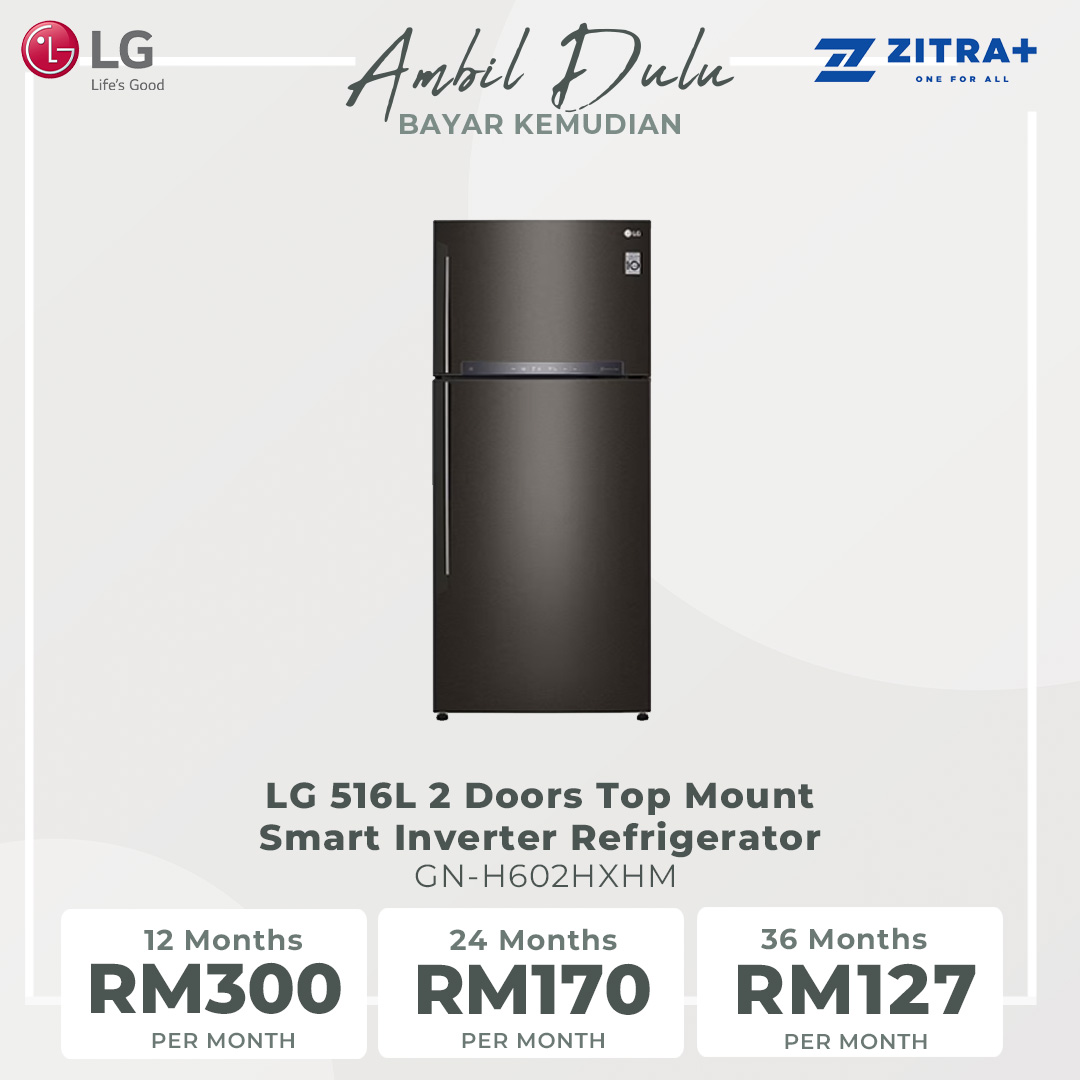 LG 516L 2 Doors Top Mount Smart Inverter Refrigerator GN-H602HXHM | Fresh 0 Zone | Touch LED Display | ThinQ | Refrigerator with 1 Year Warranty