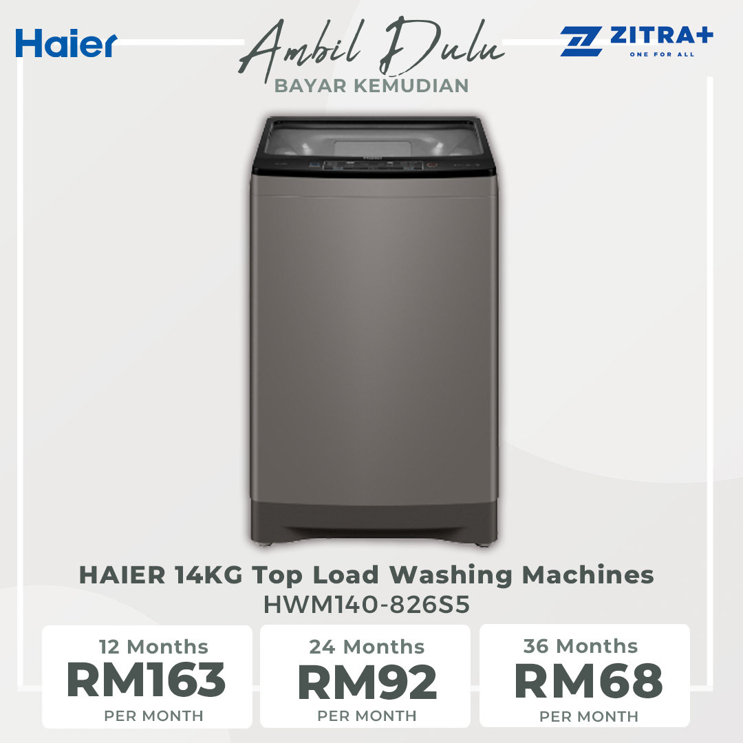 HAIER 14KG Top Load Washing Machines HWM140-826S5 | Hijab Mode | Pillow Drum | Dispenser | Glass Top Lid | ABT Pulsator | Auto Restart | Free Closing Door | Washing Machine with  2 Year Warranty